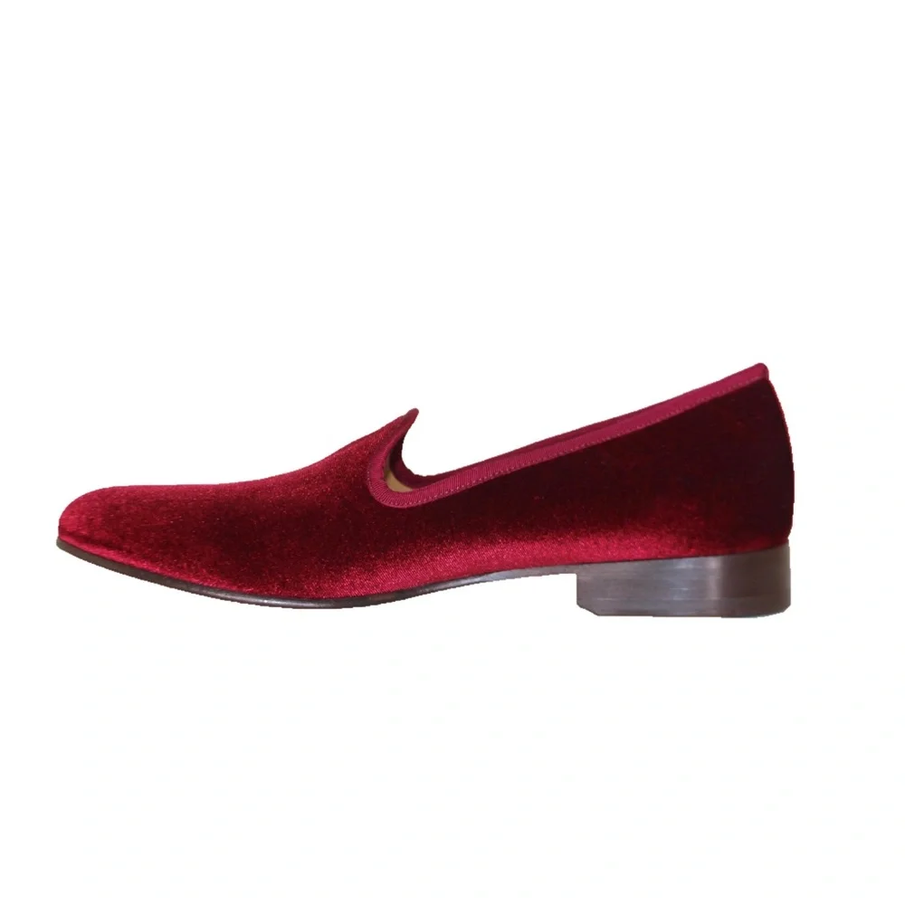 NEW Del Toro Men’s Velvet Slippers Size 10 – Merlot Red – Handmade in Italy